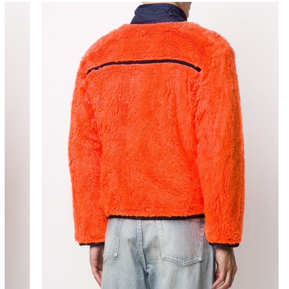 NWT AMBUSH logo-print fleece Sherpa jacket in Orange & Navy Size S - Picture 6 of 16